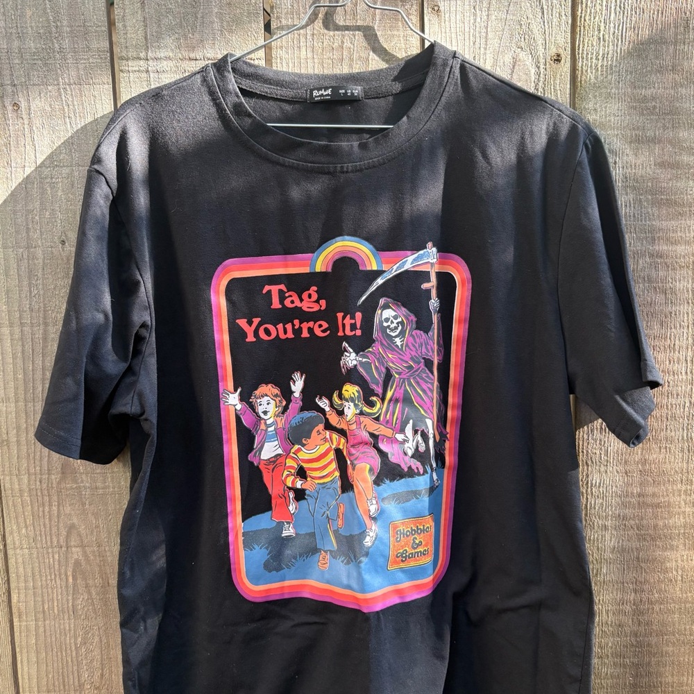 ROMWE Black Short Sleeve Graphic Tee